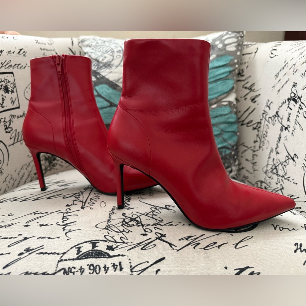 Jeffrey Campbell Red Leather Ankle Boots